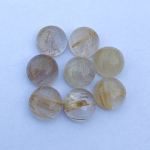 Cabujón de rutilo dorado natural de forma redonda con parte posterior plana, calibrado, calidad AAA+, piedras preciosas al por mayor, todos los tamaños disponibles