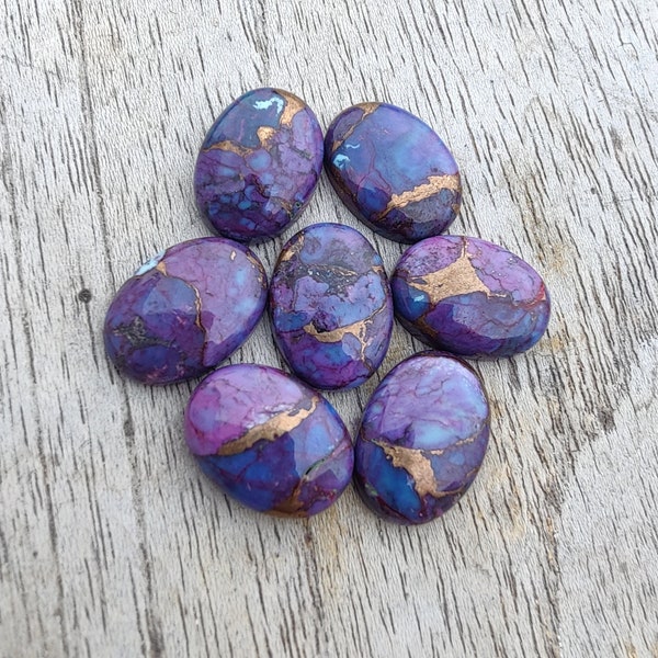 Natural Purple Bronze Turquoise Oval Shape Cabochon Flat Back AAA+ Quality Calibrated Wholesale Gemstones, All Sizes Available