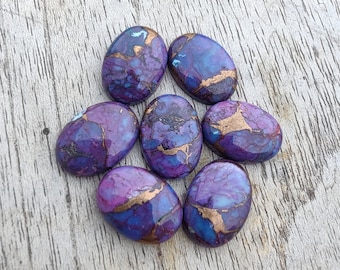 Natural Purple Bronze Turquoise Oval Shape Cabochon Flat Back AAA+ Quality Calibrated Wholesale Gemstones, All Sizes Available