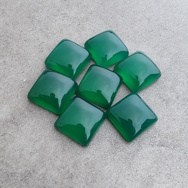 AAA+ Quality Natural Green Onyx Square Shape Cabochon Flat Back Calibrated Wholesale Gemstones, All Sizes Available