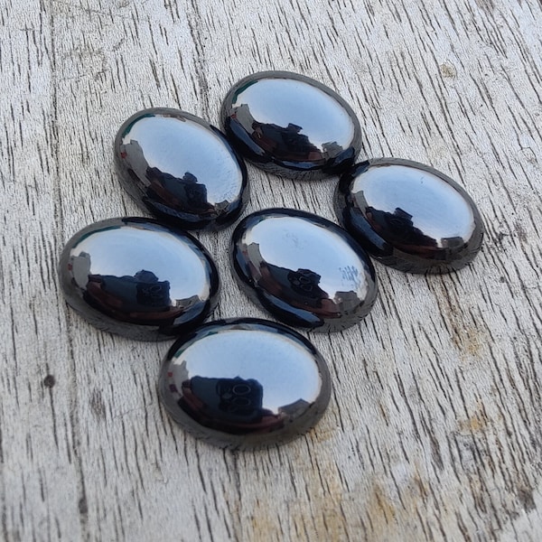 AAA+ Quality Natural Hematite Oval Shape Cabochon Flat Back Calibrated Wholesale Gemstones, All Sizes Available