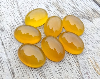 Natural Mango Chalcedony Oval Shape Cabochon Flat Back Calibrated Wholesale AAA+ Quality Gemstones, All Sizes Available