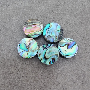 AAA+ Abalone Shell Cabochons: Round Flat Back Gemstones