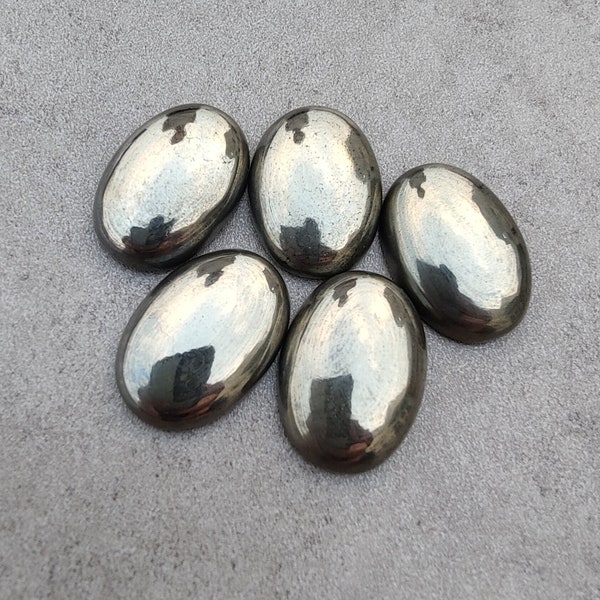 AAA+ Quality Natural Golden Pyrite Oval Shape Cabochon Flat Back Calibrated Wholesale Gemstones, All Sizes Available