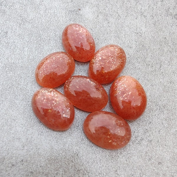 Top Quality Natural Sunstone Oval Shape Cabochon Flat Back Calibrated Wholesale Gemstones, Custom Sizes Available