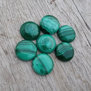 Natural Malachite Round Shape Cabochon Flat Back AAA Quality Calibrated Wholesale Gemstones, All Sizes Available image 1