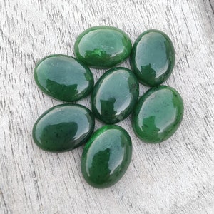 AAA+ Quality Natural Nephrite Jade Oval Shape Cabochon Flat Back Calibrated Wholesale Gemstones, All Sizes Available