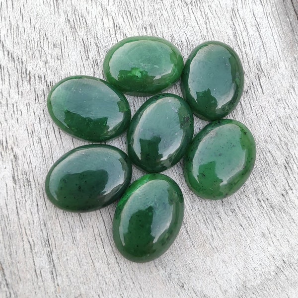 Jade néphrite naturel de qualité AAA + Cabochon de forme ovale à dos plat, pierres précieuses calibrées en gros, toutes les tailles disponibles