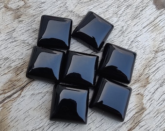 Natural Black Onyx Square Shape Cabochon Flat Back Calibrated AAA+ Quality Wholesale Gemstones, All Sizes Available