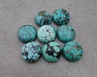 Top Grade Natural Tibetan Turquoise Round Shape Cabochon Flat Back Calibrated Wholesale Gemstones, All Sizes Available