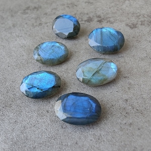 AAA+ Natural Labradorite Gemstone: Oval Faceted Calibrated Flat Back