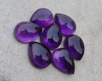 Natural Amethyst Teardrop Shape Cabochon Flat Back Calibrated Pear Shape AAA+ Quality Wholesale Gemstones, All Sizes Available