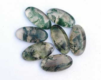 Natural Moss Agate Big Oval Shape Cabochon Flat Back Calibrated Wholesale AAA+ Quality Gemstones, All Sizes Available