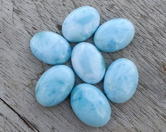 Cabochon naturel en larimar, forme ovale, dos plat, calibrées AAA +, pierres précieuses de qualité en gros, toutes les tailles disponibles