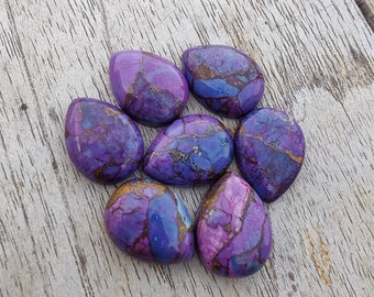 Natural Purple Copper Turquoise Teardrop Shape Cabochon Flat Back Calibrated Pear Shape Wholesale Gemstones, All Sizes Available