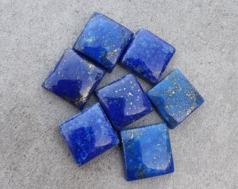 AAA+ Quality Natural Lapis Lazuli Square Shape Cabochon Flat Back Calibrated Wholesale Gemstones, All Sizes Available