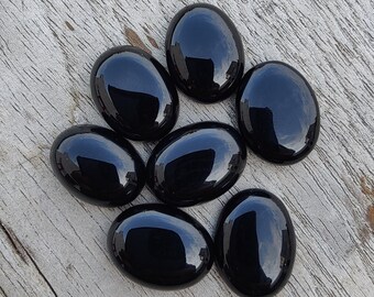 Natural Black Onyx Oval Shape Cabochon Flat Back Calibrated Wholesale AAA+ Quality Gemstones, All Sizes Available