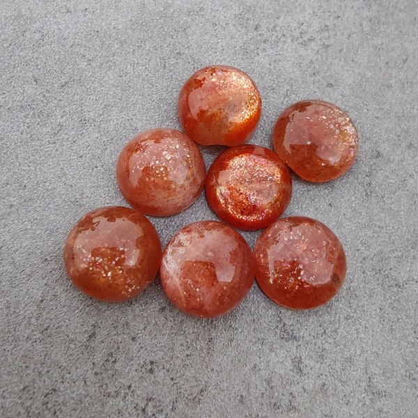 Natural Sunstone Round Shape Cabochon Flat Back Calibrated AAA+ Quality Wholesale Gemstones, All Sizes Available
