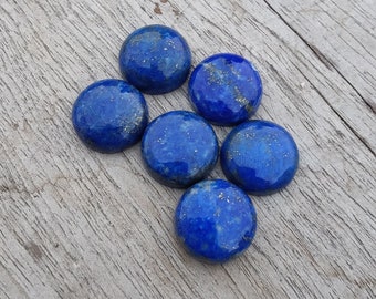 Natural Lapis Lazuli Cabochon: AAA+ Round Shape Flat Back Calibrated Gemstones