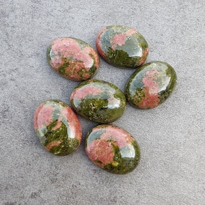AAA+ Natural Unakite Oval Cabochon: Calibrated Gemstone