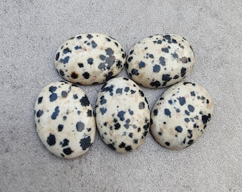 Jaspe dalmatien naturel de qualité AAA + Cabochon ovale à dos plat, pierres précieuses calibrées en gros, toutes les tailles disponibles