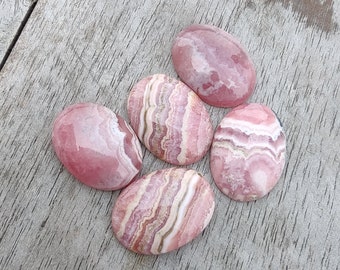AAA+ Rhodochrosite Cabochon: Oval Shape Flat Back Calibrated Gemstones