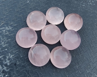 AAA+ Quality Natural Rose Quartz Round Shape Cabochon Flat Back Calibrated Wholesale Gemstones, All Sizes Available