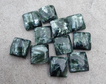 AAA+ Quality Natural Seraphinite Square Shape Cabochon Flat Back Calibrated Wholesale Gemstones, All Sizes Available