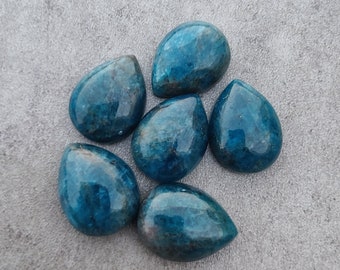 AAA+ Quality Natural Neon Apatite Teardrop Shape Cabochon Flat Back Calibrated Pear Shape Wholesale Gemstones, Custom Sizes Available