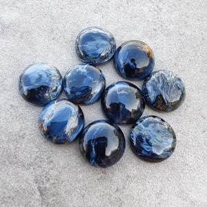 Top Grade Natural Pietersite Round Shape Cabochon Flat Back Calibrated Wholesale Gemstones, All Sizes Available