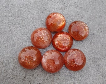 Natural Sunstone Round Shape Cabochon Flat Back Calibrated AAA+ Quality Wholesale Gemstones, All Sizes Available