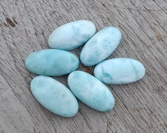 Larimar naturel grand cabochon ovale à dos plat en forme de beda calibrées AAA+, pierres précieuses de qualité en gros, toutes les tailles disponibles