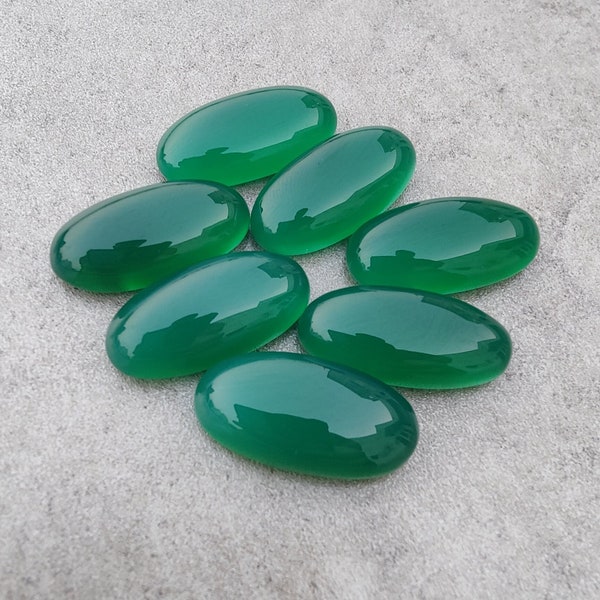 Natural Green Onyx Big Oval Shape Cabochon Flat Back Top Grade Calibrated Wholesale Gemstones, All Sizes Available