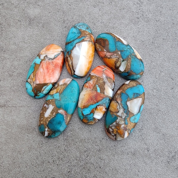 Natural Spiny Oyster Turquoise Big Oval Shape Cabochon Flat Back AAA+ Quality Calibrated Wholesale Gemstones, All Sizes Available