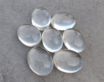 AAA+ Quality Natural Crystal Quartz Oval Shape Cabochon Flat Back Calibrated Wholesale Gemstones, All Sizes Available