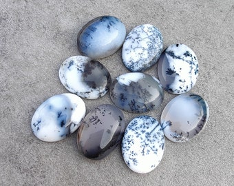 AAA+ Quality Natural Dendritic Agate Oval Shape Cabochon Flat Back Calibrated Wholesale Gemstones, All Sizes Available