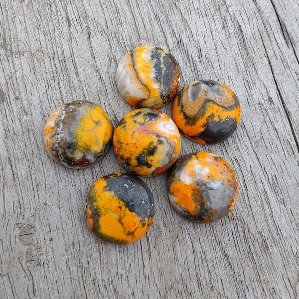 AAA+ Quality Natural Bumble Bee Jasper Round Shape Cabochon Flat Back Calibrated Wholesale Gemstones, All Sizes Available