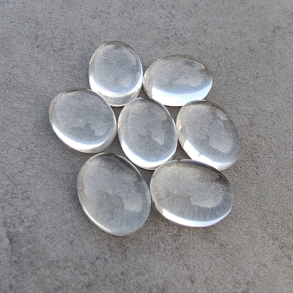 AAA+ Quality Natural Crystal Quartz Oval Shape Cabochon Flat Back Calibrated Wholesale Gemstones, All Sizes Available