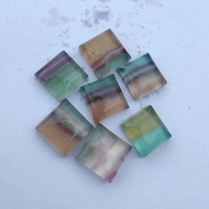Natural Green-Purple Fluorite Square Cabochon: Calibrated Gemstone