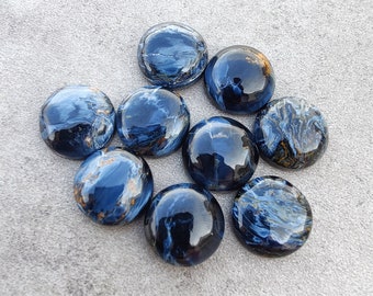 Top Grade Natural Pietersite Round Shape Cabochon Flat Back Calibrated Wholesale Gemstones, All Sizes Available