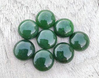 Top Grade Natural Nephrite Jade Round Shape Cabochon Flat Back Calibrated Wholesale Gemstones, Custom Sizes Available