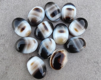 Natural Botswana Agate Cabochon: Oval Flat Back Calibrated Gemstone