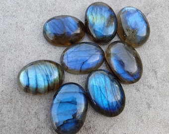 AAA+ Quality Natural Labradorite Oval Shape Cabochon Flat Back Calibrated Wholesale Gemstones, All Sizes Available