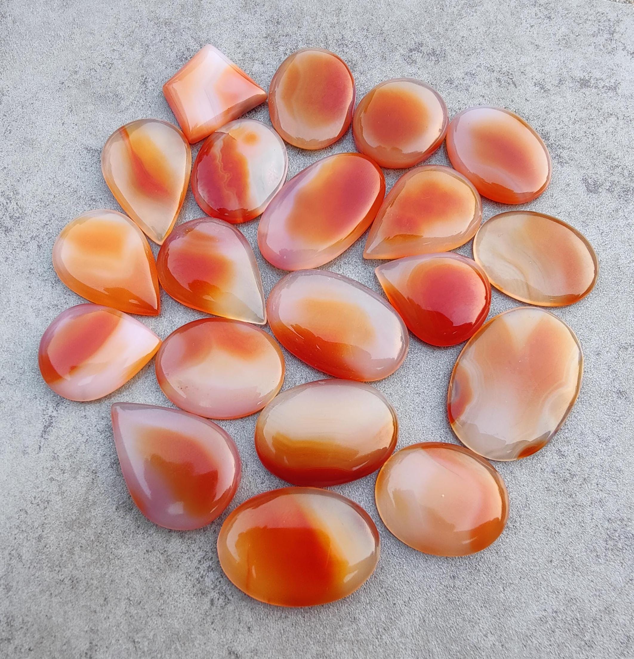 Natural Sard Onyx Cabochons: AAA+ Quality Oval Gemstones, Lot of 20