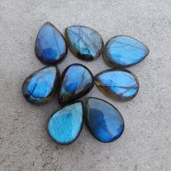 Natural Labradorite Teardrop Shape Cabochon Flat Back AAA+ Quality Calibrated Pear Shape Wholesale Gemstones, All Sizes Available