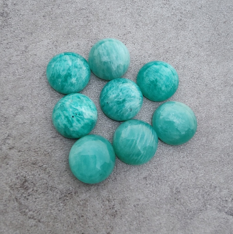 Cabochon rond en Amazonite naturelle à dos plat, calibrées en gros, pierres précieuses de qualité AAA, toutes les tailles disponibles image 1