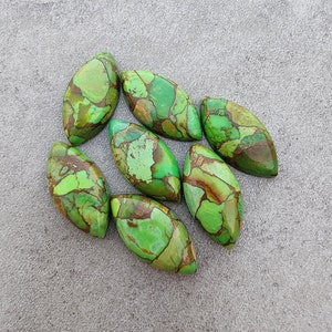 Natural Green Copper Turquoise Marquise Shape Cabochon Flat Back Calibrated AAA+ Quality Wholesale Gemstones, All Sizes Available
