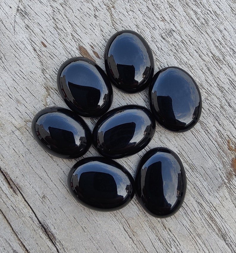 Natural Black Onyx Oval Shape Cabochon Flat Back Calibrated Wholesale AAA Quality Gemstones, All Sizes Available zdjęcie 1