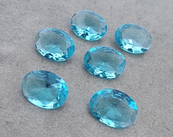 Piedras preciosas al por mayor calibradas de corte facetado de forma ovalada de cuarzo azul natural de calidad AAA+, todos los tamaños disponibles