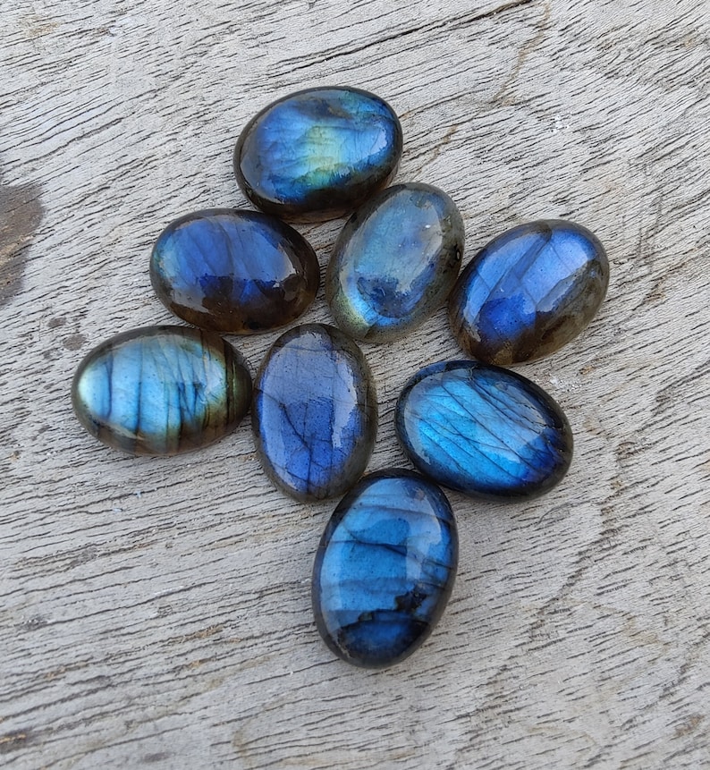 AAA Quality Natural Labradorite Oval Shape Cabochon Flat Back Calibrated Wholesale Gemstones, All Sizes Available zdjęcie 4